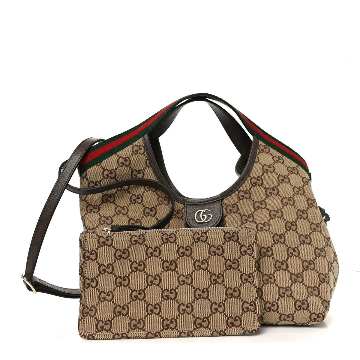 Monogram Web Small Giglio Tote Beige Dark Brown