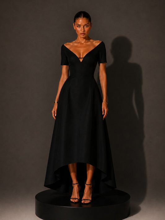 Aurora V-Neck Maxi Dress with Tulip Hem