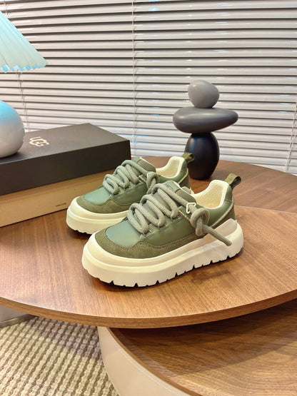 UGG Heritage Utility Sneakers Cream Olive Green Suede Cowhide