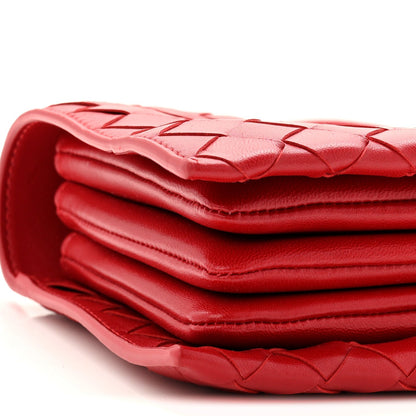 Nappa Intrecciato Trio Pouch On Strap Red