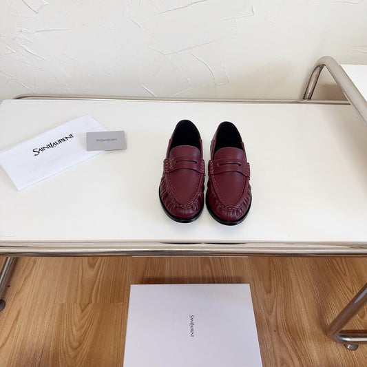 YSL Le Loafer Supple Dark Burgundy Smooth Leather