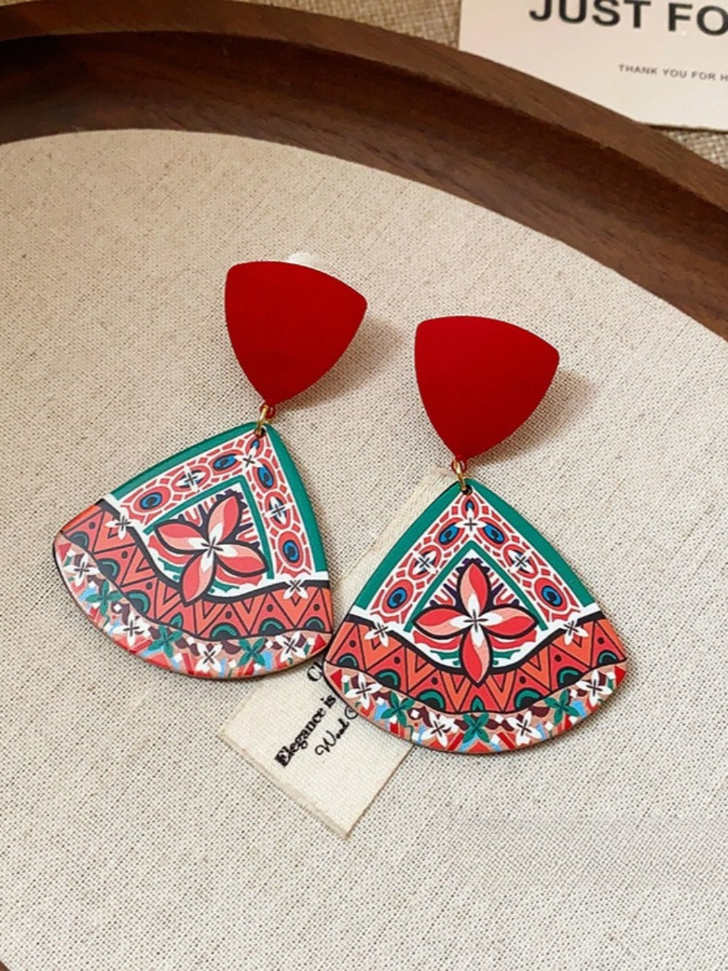 Earwish - Triangle Print Dangle Earrings with Retro Boho Style