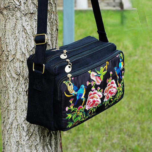 New Ethnic Style Embroidery Bag Retro Canvas Casual Women'S Bag Small Bag Crossbody Bag