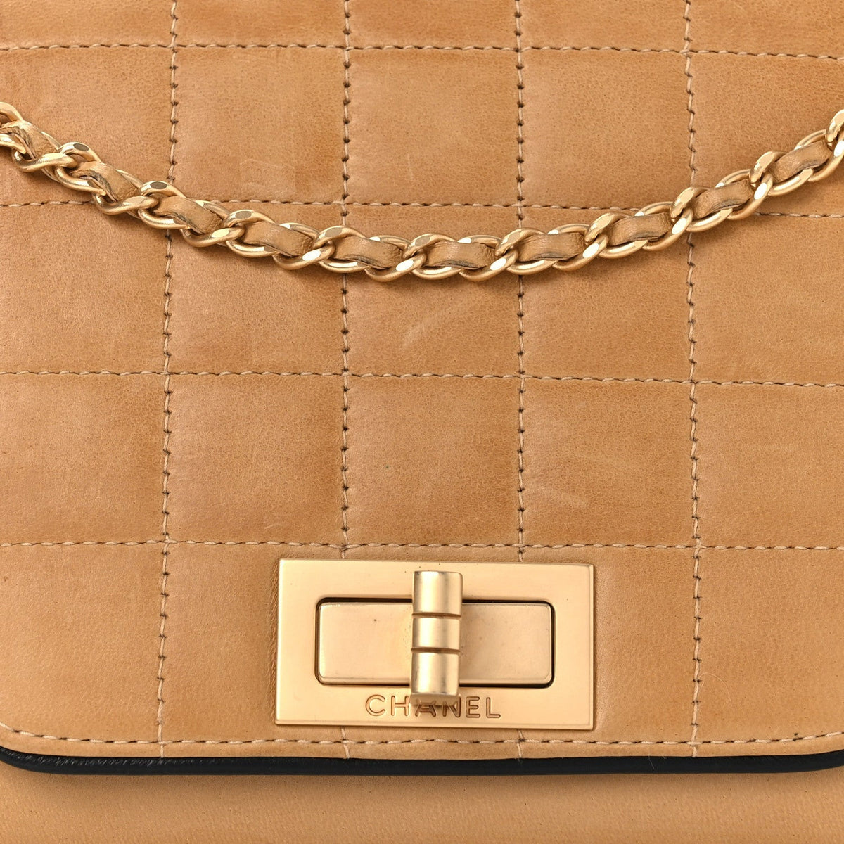 Lambskin Chocolate Bar Accordion Reissue Flap Beige