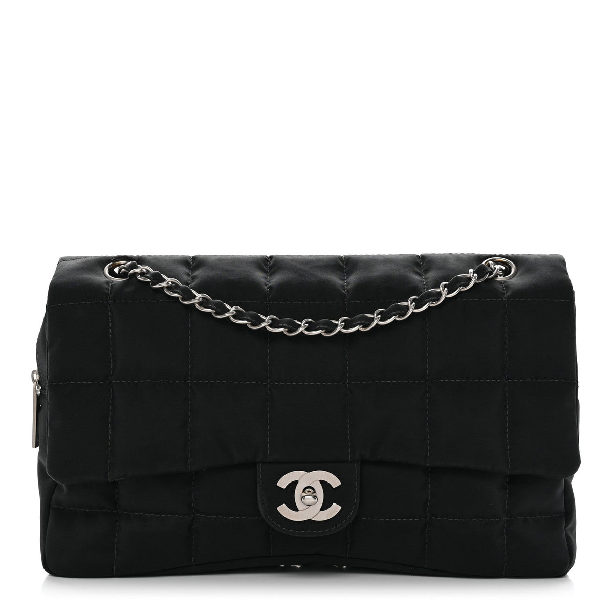 Nylon Square Quilted Flap Black