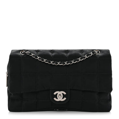 Nylon Square Quilted Flap Black