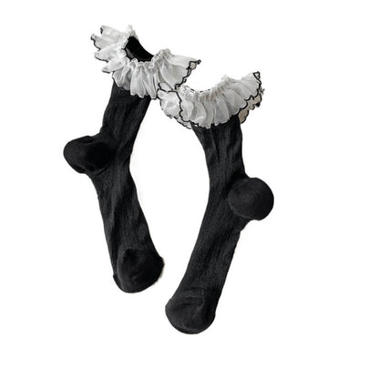 Rufia - Breathable Lace Trim Ballet Socks - Sweet &amp; Soft