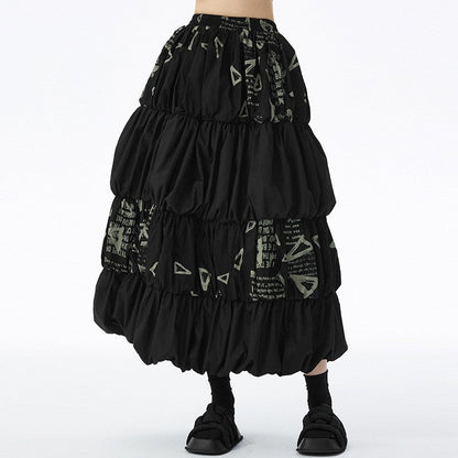 High-Waisted Casual Tiered Skirt