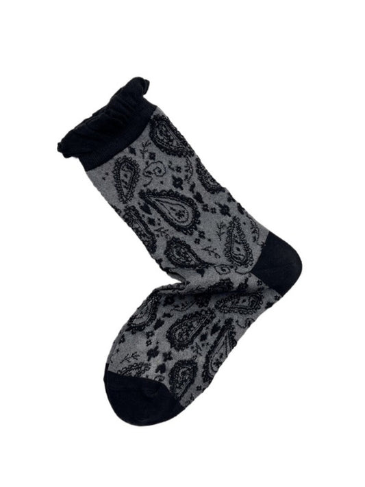 Rufia - Retro Mid-calf Socks with Cashew Flower Patterns
