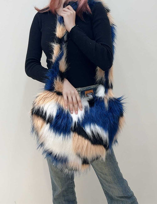 Heart Fluffy Faux Fox Fur Shoulder Bag
