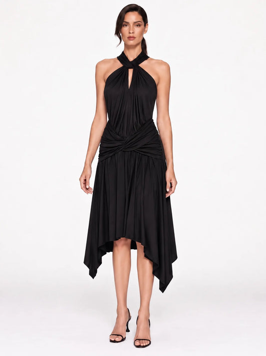 Anastasia Draped Halter Mini Dress