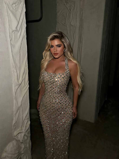 Celia Luxury Diamond Maxi Dress