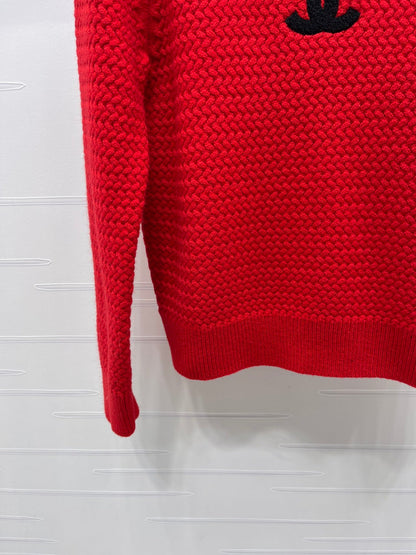 CHANEL 26 LOGO KNIT RED SWEATER 335405