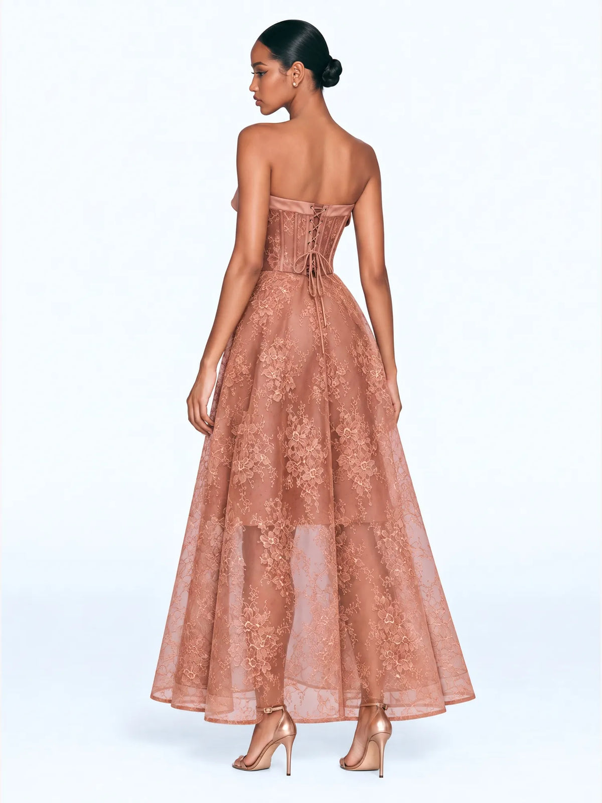 Roxana Foldover Corset Maxi Dress In Coffee