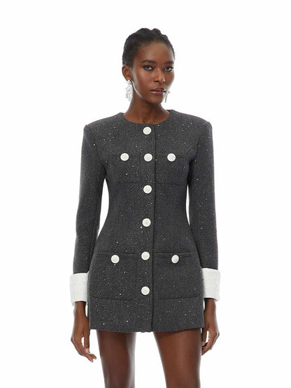 Delia Seuquined Tweed Mini Dress