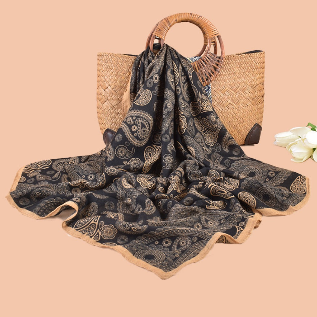 Scarvii - Classic Vintage Paisley Square Scarf - 35inch