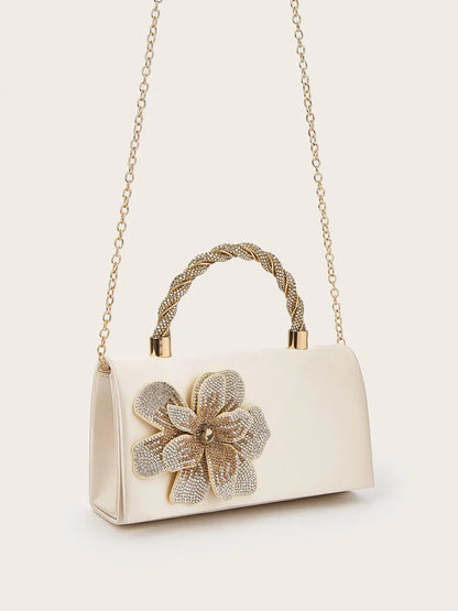 Iris Handmade Rose Diamond Silk Satin Bag