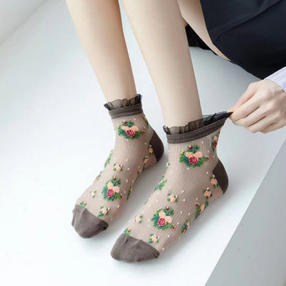 Rufia - Floral Lace Ankle Socks – 5 Colors