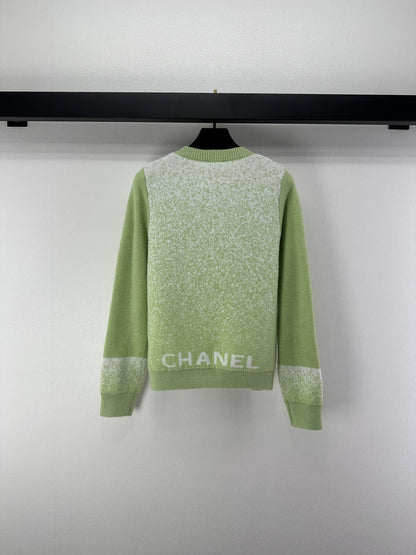 Chanel 2025 Knitted Cardigan Green Wool 329296