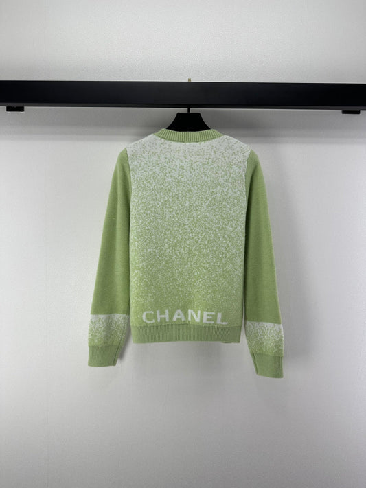 Chanel 2025 Knitted Cardigan Green Wool 329296