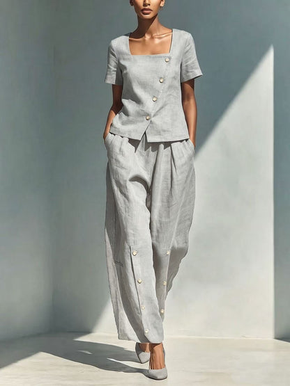 Tailored Linen Two-Piece Set
