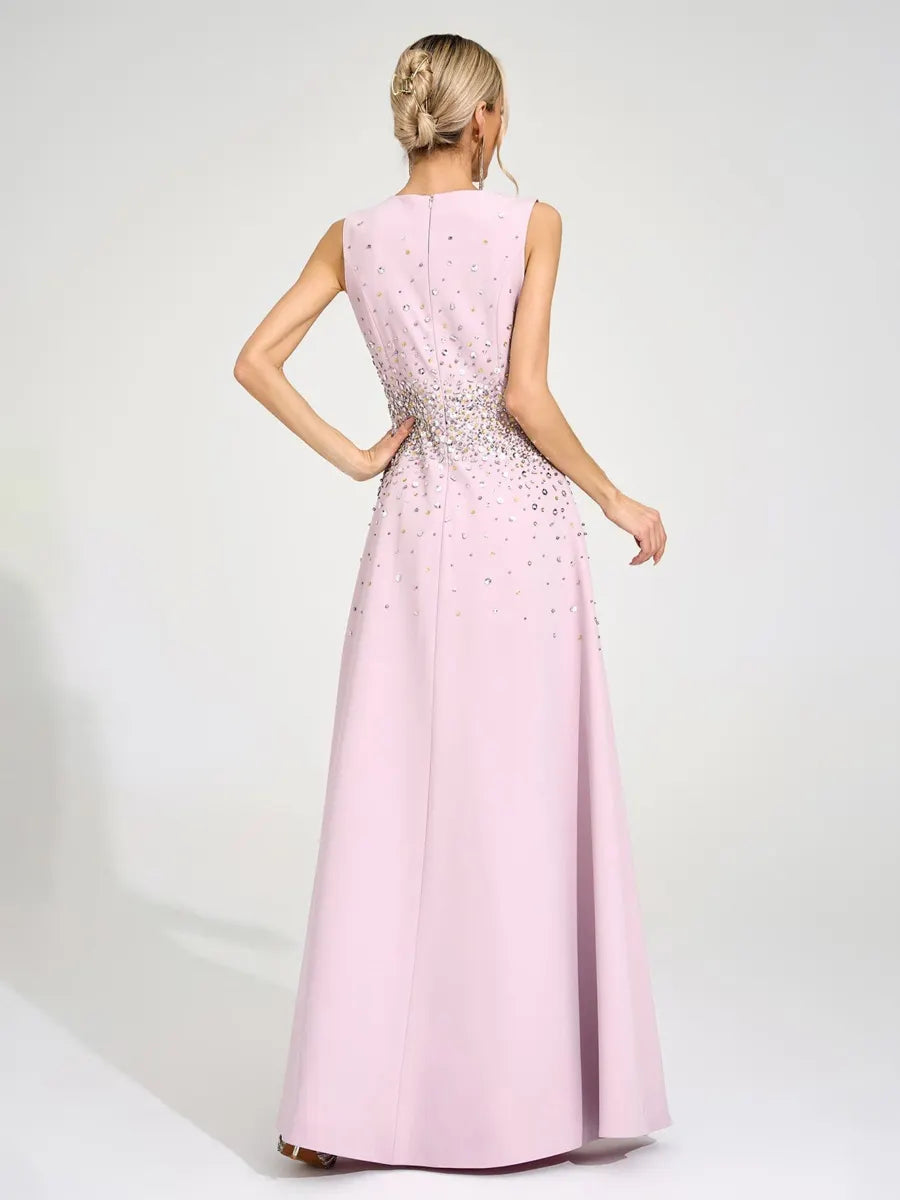 Emmeline Light Pink Diamond Maxi Dress