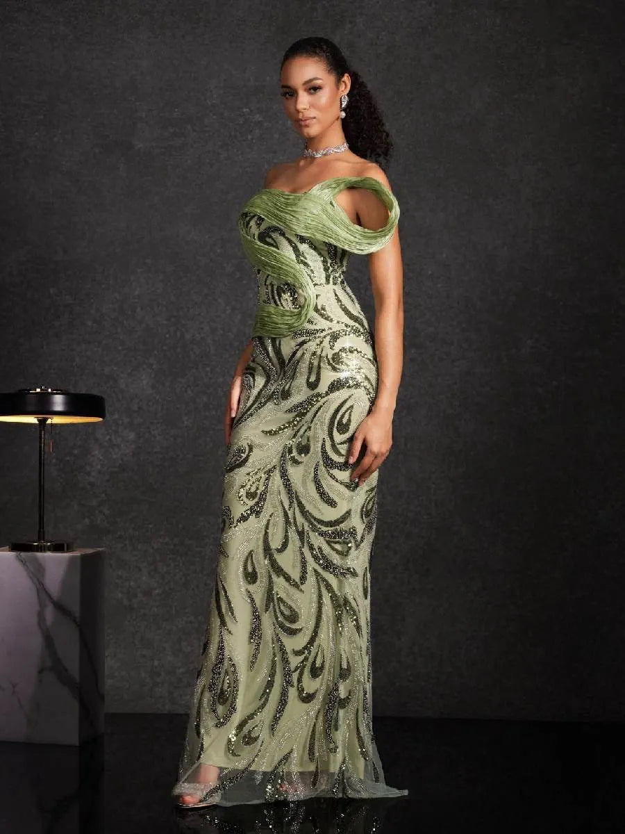 Sabrina Strapless Rhinestone Maxi Dress