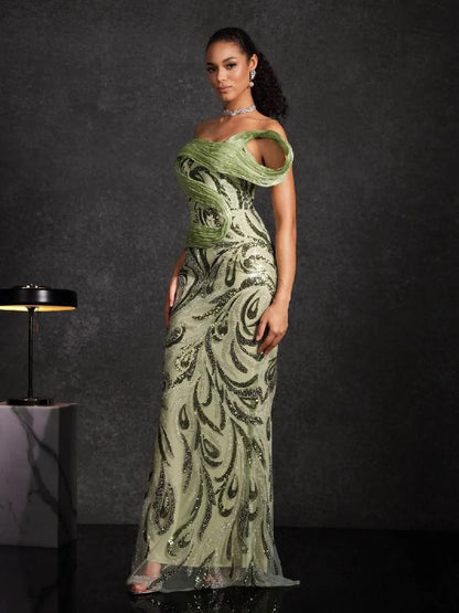 Sabrina Strapless Rhinestone Maxi Dress