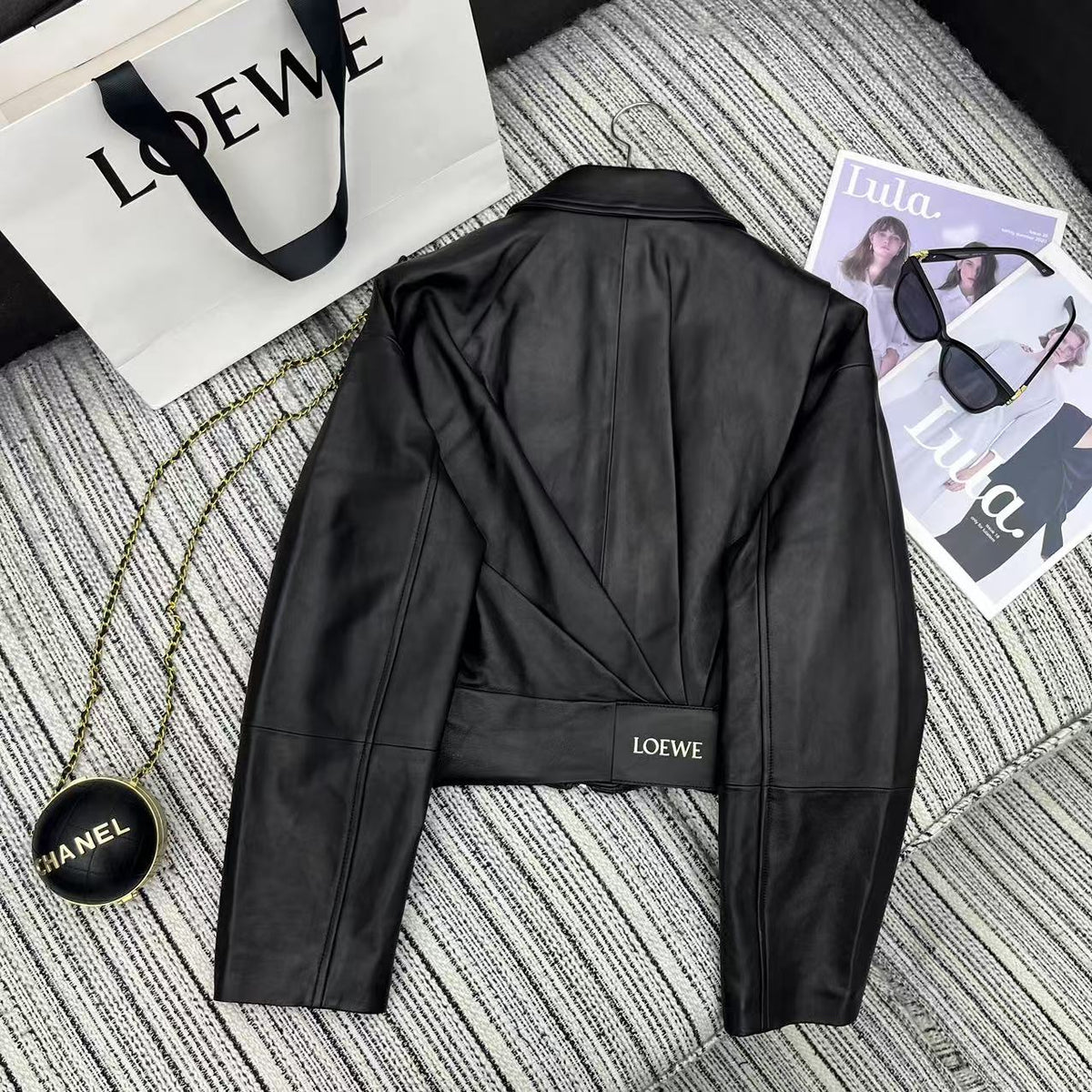 Loewe Draped Jacket Black Nappa Lambskin 348575