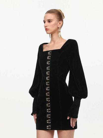 Ada Vintage Mini Dress In Black