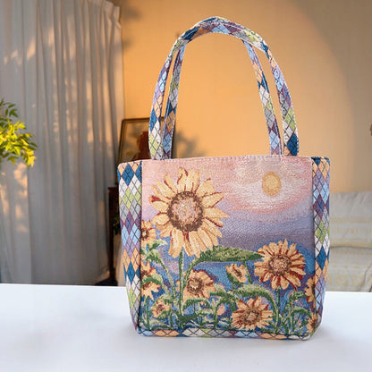 Cosbai - Geometric Lace Botanical &amp; Animal Canvas Tote