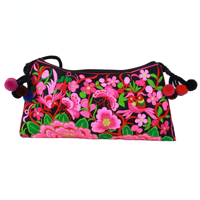 Yunnan Ethnic Style Double-Sided Embroidery Bag Single Shoulder Bag Messenger Women'S Bag Thin Canvas Bag Retro Leisure Women'S Bag