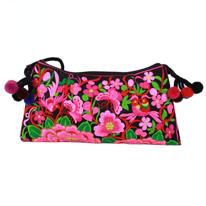 Yunnan Ethnic Style Double-Sided Embroidery Bag Single Shoulder Bag Messenger Women'S Bag Thin Canvas Bag Retro Leisure Women'S Bag