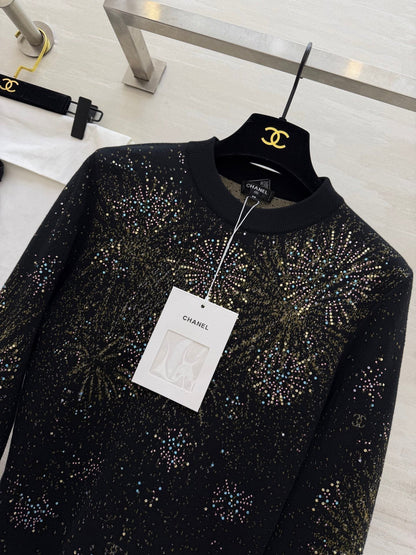 CC Fireworks Rhinestone Long-Sleeved Top Black 344731