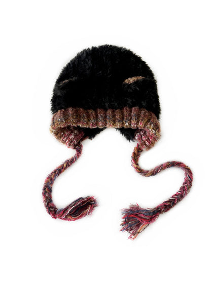 Haila - Cute Knitted Beanie with Braids &amp; Cat-like Ears