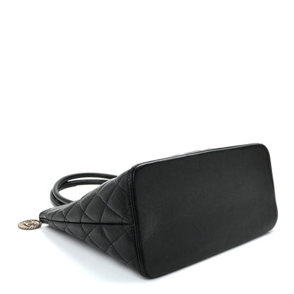 Caviar Quilted Medallion Tote Black