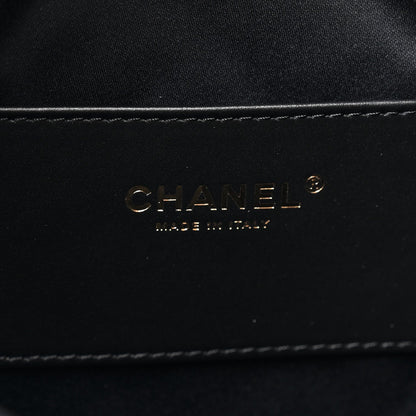 Washed Denim Quilted Medium Chanel 25 Handbag Black