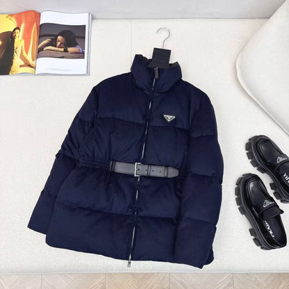 Prada Loden Down Jacket Navy Blue Cashmere