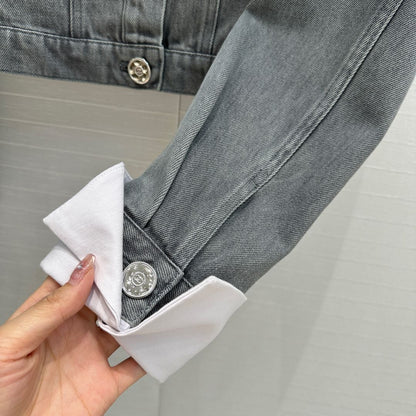 CC 25 Denim Jacket Gray mix White Cotton