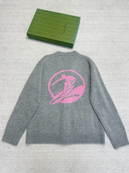 Gucci 2025 Cardigan With Intarsia Gray Wool Cashmere