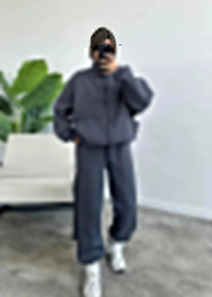 Oversized Zip Up Hoodie and Jogger Set Soft Fabric