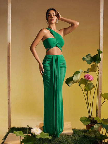 Tilly Draped Mesh Skirt Set