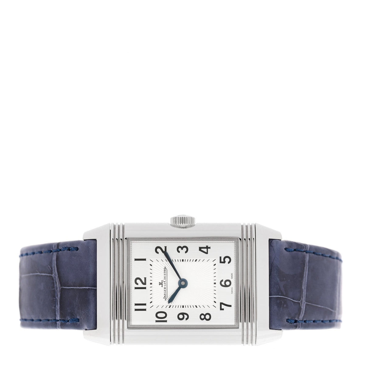 Stainless Steel Alligator Diamond 24mm Reverso Classic Duetto Manual Winding Watch Silver Q2588422
