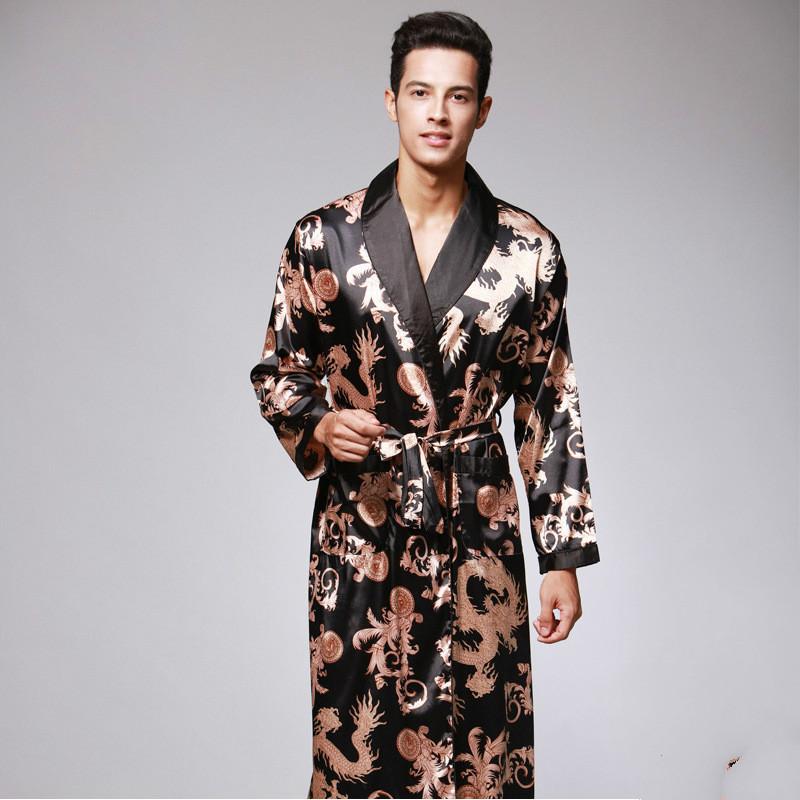 Silk Summer Men'S Nightgown Bathrobe