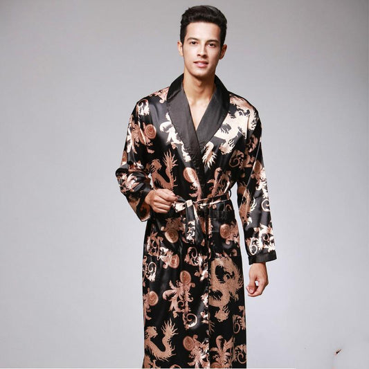 Silk Summer Men'S Nightgown Bathrobe