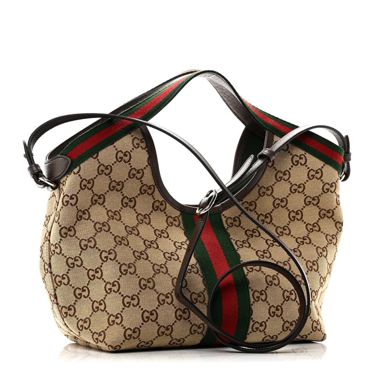 Monogram Web Small Giglio Tote Beige Dark Brown