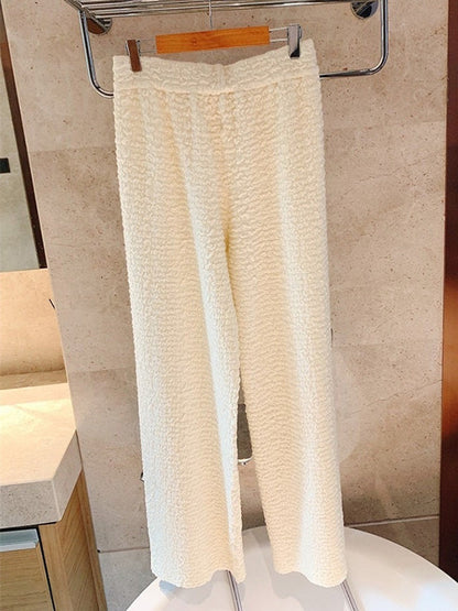 Stylish Wide Leg Loose Elastic Waist Solid Color Pants