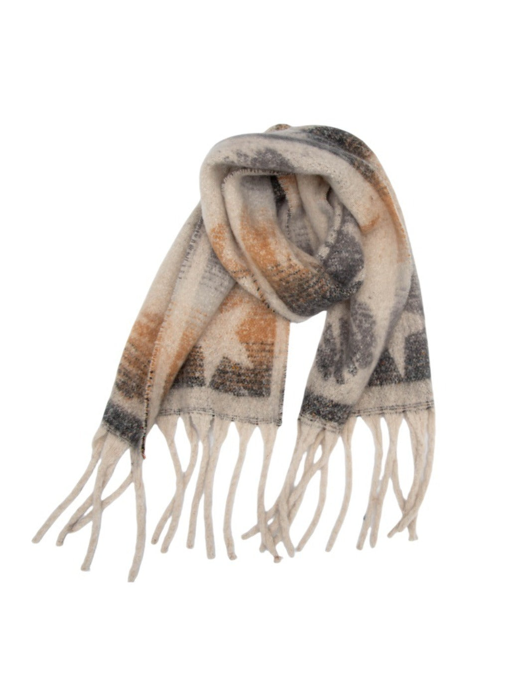 Scarvii - Winter Scarf with Star Jacquard and Tassels