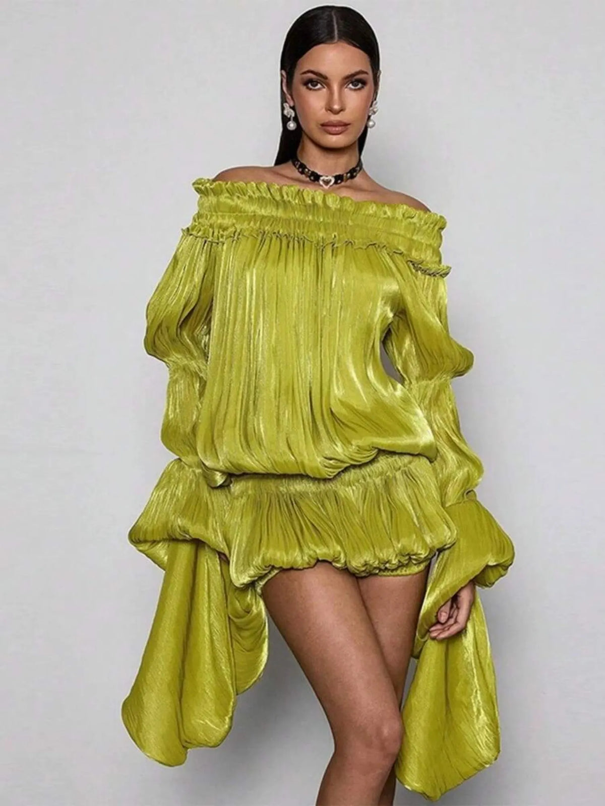 Lunara Off Shoulder Draped Mini Dress