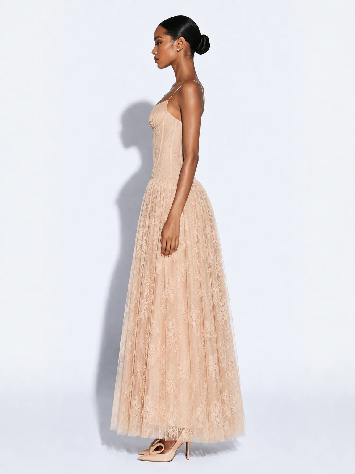 Zoe Lace and Mesh Boned Maxi Dress